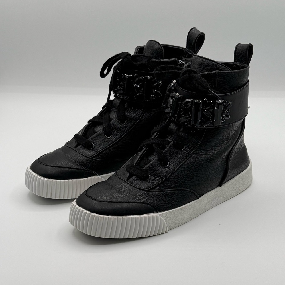Karl Lagerfeld Paris Women's Jeren Buckled High-Top Sneakers Size 6.5 - Picture 3 of 16